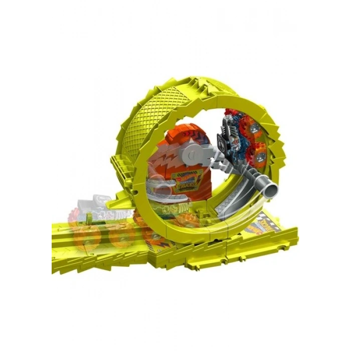 Hot Wheels Monster Trucks Power Smashers Oyun Seti, Devasa Skelesaurus, 1:64 ölçekli Bone Shaker ve 2 ezilmiş araba ile HXT05