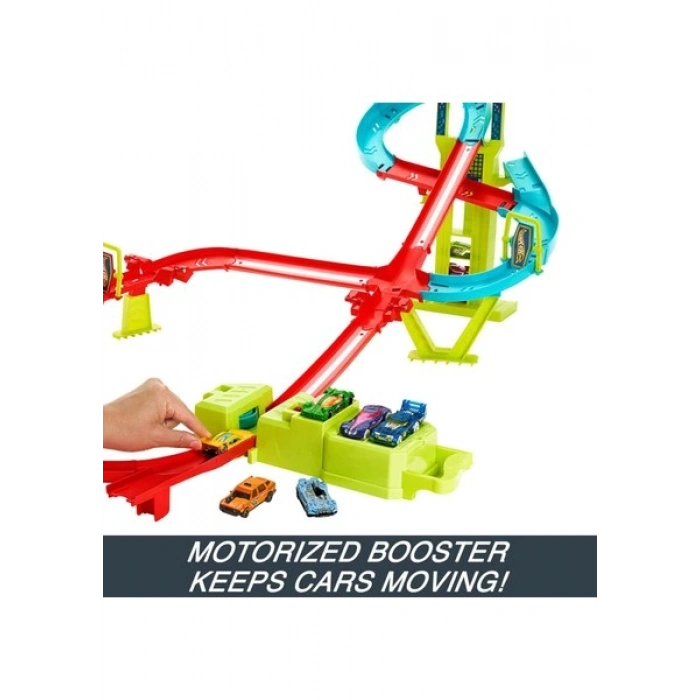 Hot Wheels Neon Yarışlar Çoklu Yarış Heyecanı Pist Seti 5-7 Yaş İçin Motorlu İticili