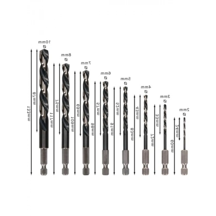 HSS Spiral Matkap Ucu Seti, 8 Adet, Güçlü Metal Yapı