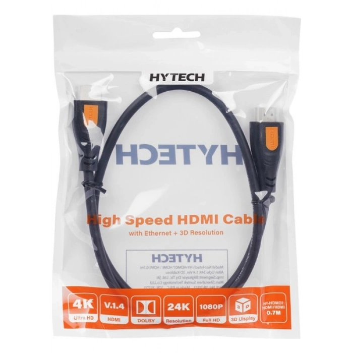 Hytech HY-HDM07 HDMI To HDMI 0,7m Altın Uçlu 24K 1.4 Ver. 3D Kablosu