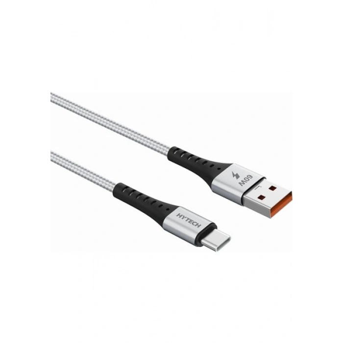 Hytech HY-X431 1m 3A Type-C Örgülü Silver Gri Data + Şarj Kablosu