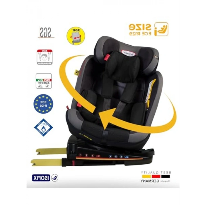 I-Size 0-36kg Oto Koltuğu, 360° Dönebilir ve Isofix Uyumlu Konforlu Tasarım