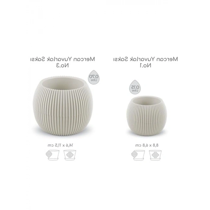İç ve Dış Mekan için Tabaklı Plastik Saksı Seti, 0,15 Litre ve 0,7 Litre