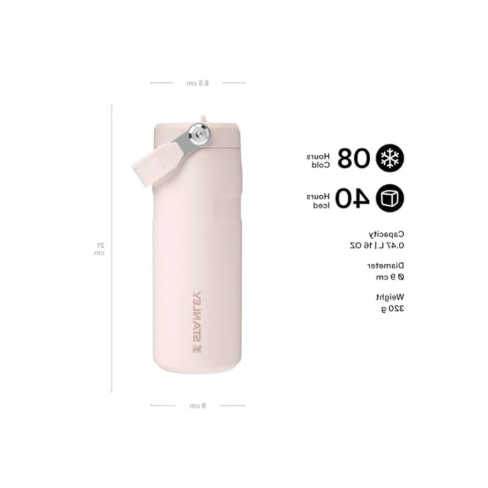 IceFlow™ Aerolight™ Flip Straw 2.0 Pipetli Su Şişesi, 0.47 L, Pembe Kuvars (Rose Quartz)