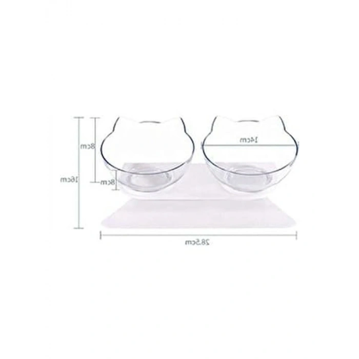 İki Adet Şeffaf Kedi Kafalı Mama Kabı