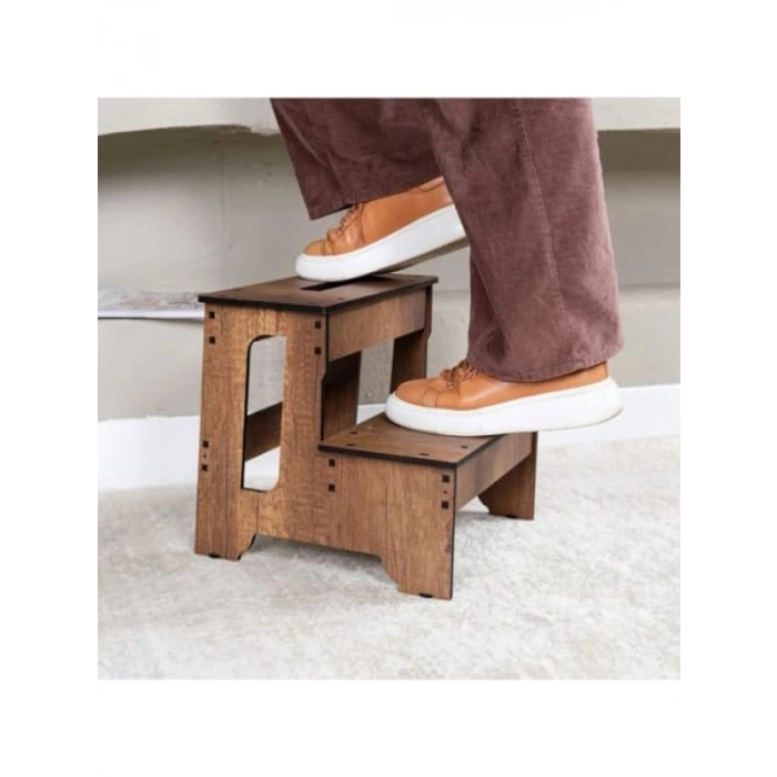 İki Basamaklı Ahşap Tabure