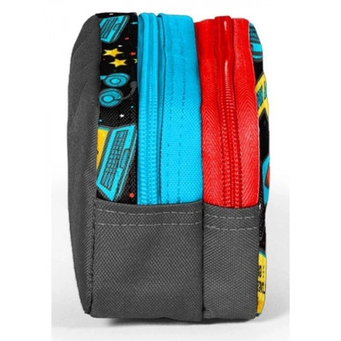 İki Bölmeli Siyah Mavi Kalem Çantası, Ergonomik Tasarımlı