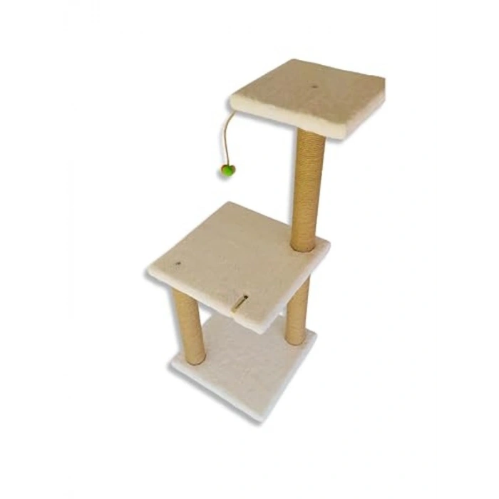 İki Katlı Beyaz Kedi Tırmalama Tahtası, 86 cm
