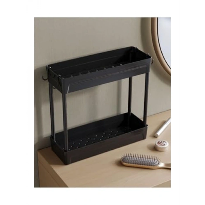 İki Katlı Siyah Makyaj ve Takı Organizeri