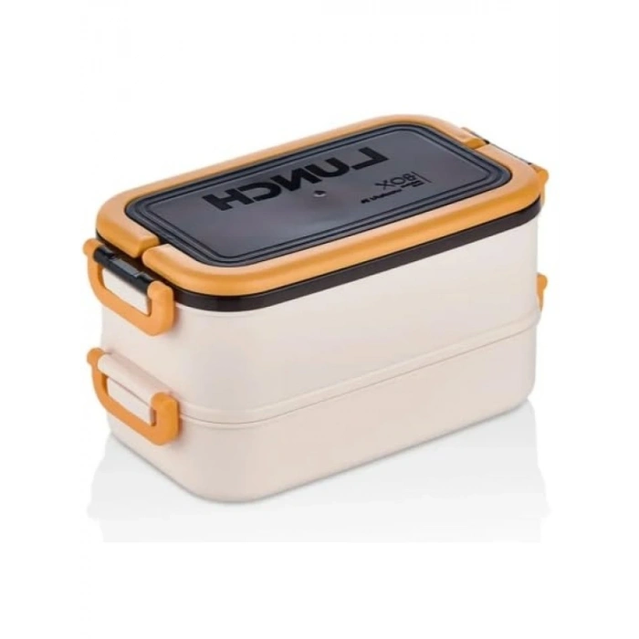 İki Katlı Sızdırmaz Beslenme Kabı - Kaşık ve Çatal Dahil