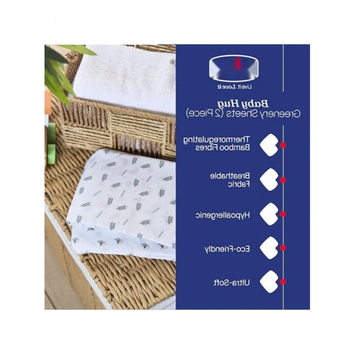 İki Parça Bambu Çarşaf Seti - Baby Hug Greenery