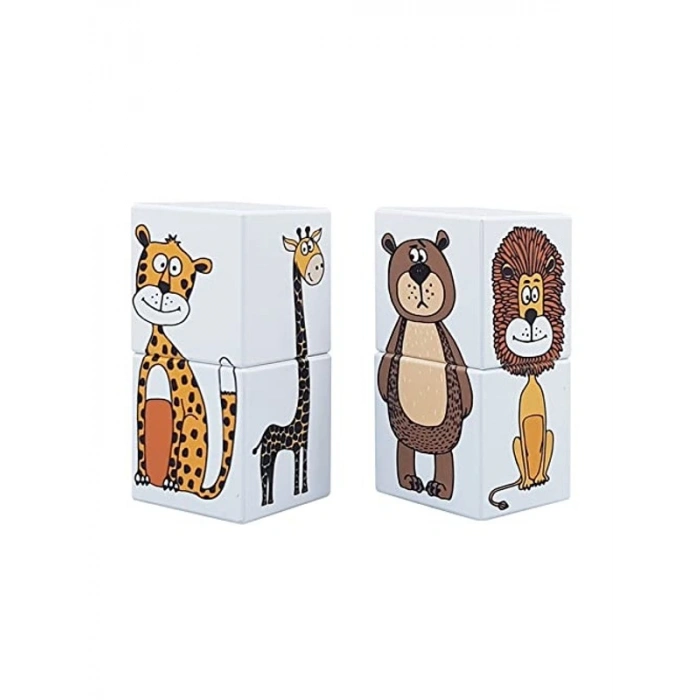 İki Parçalı Sevimli Hayvanlar Puzzle, 1 Yaş için İlk Yapboz