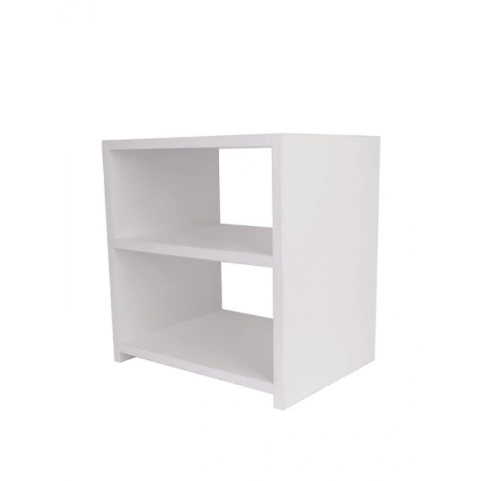 İki Raflı Çok Amaçlı Beyaz Komodin