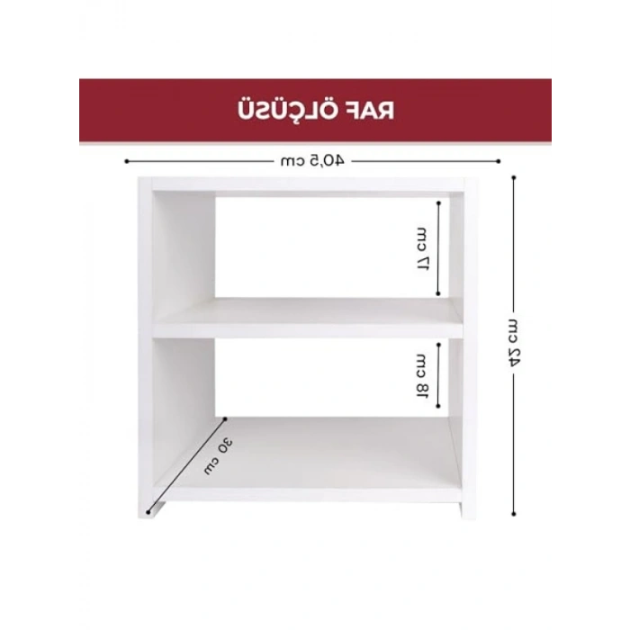 İki Raflı Çok Amaçlı Beyaz Komodin