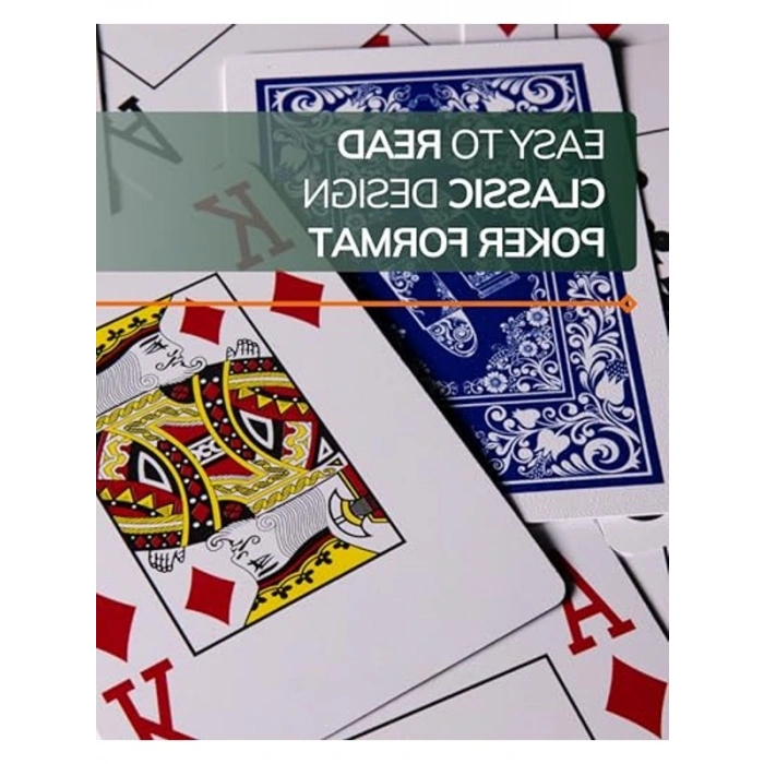 İkili Paket Jumbo Endeksli Plastik Poker Kartları - Su Geçirmez