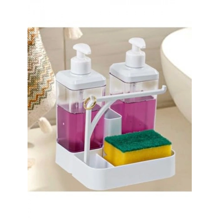 İkili Sıvı Sabunluk Seti - 2 x 350 ml, Sünger Hazneli