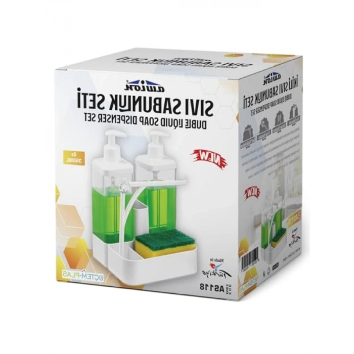 İkili Sıvı Sabunluk Seti - 2 x 350 ml, Sünger Hazneli