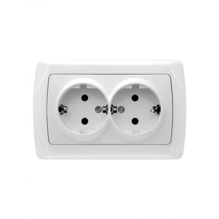 İkili Topraklı Priz - Beyaz