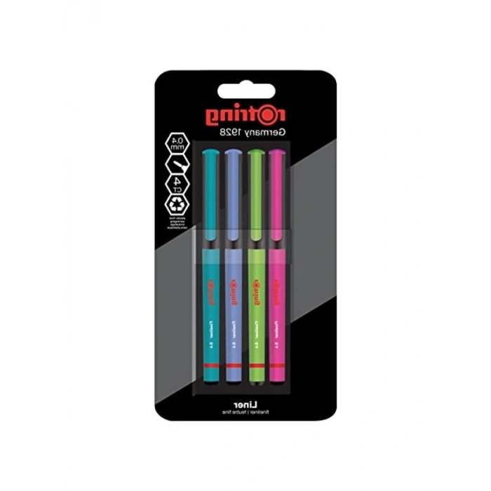 İnce Keçe Uçlu Kalem Seti, 0.4 mm, 4 Canlı Renk Seçeneği
