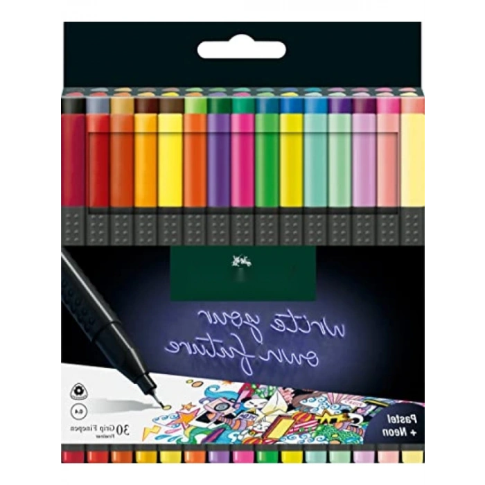 İnce Keçe Uçlu Kalem Seti - 30 Renk - Ergonomik Tasarım