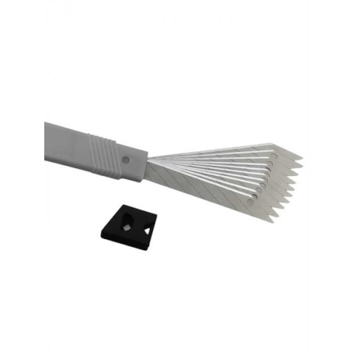 İnce Metal Gövdeli Mini Maket Bıçağı Seti - 10lu Yedek Uç