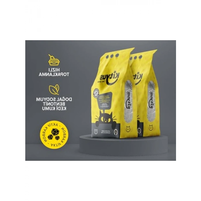 İnce Taneli Bentonit Kedi Kumu, 10 lt, Aktif Karbonlu