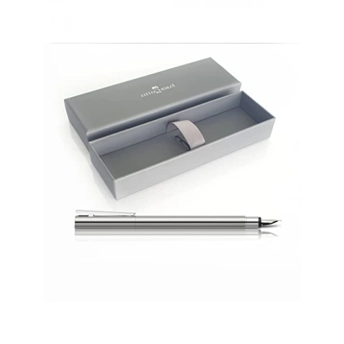 İnce Tasarımlı Metal Dolma Kalem, Parlak Çelik Gövde