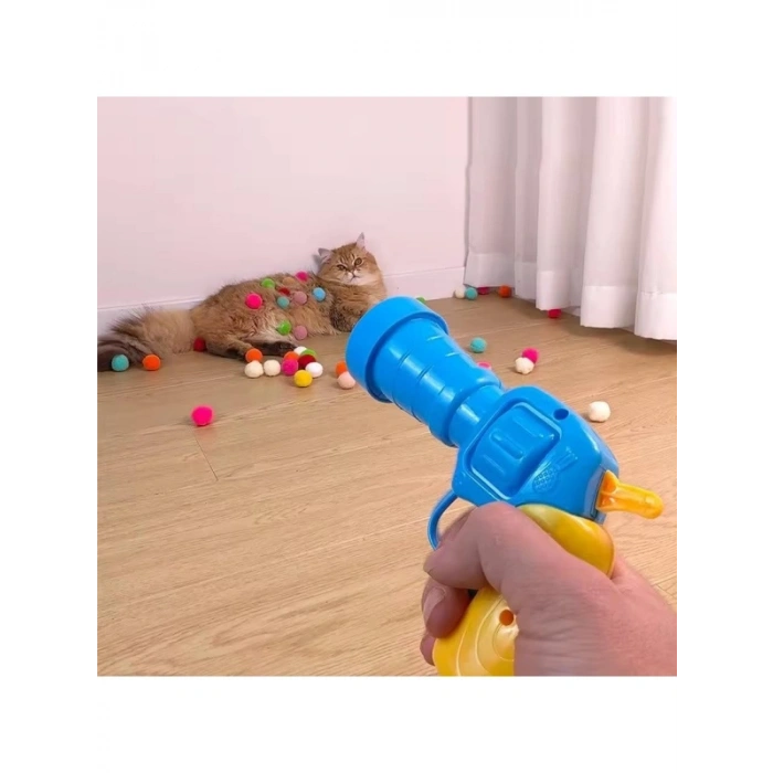 İnteraktif Kedi Oyun Tabancası - 20 Adet Peluş Top ile