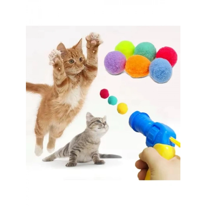 İnteraktif Kedi Oyun Tabancası - 20 Adet Peluş Top ile