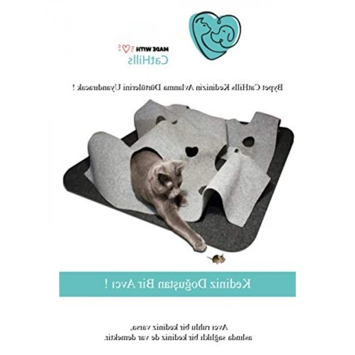 İnteraktif Kedi Tepeleri Oyun Alanı ve Saklanma Tüneli