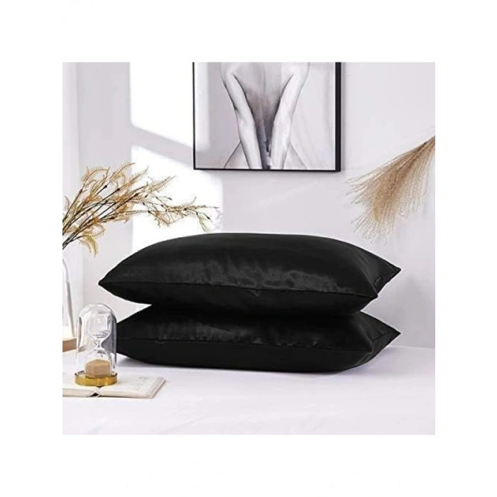 İpeksi Saten Yastık Kılıfı ve Bakım Seti (Siyah)