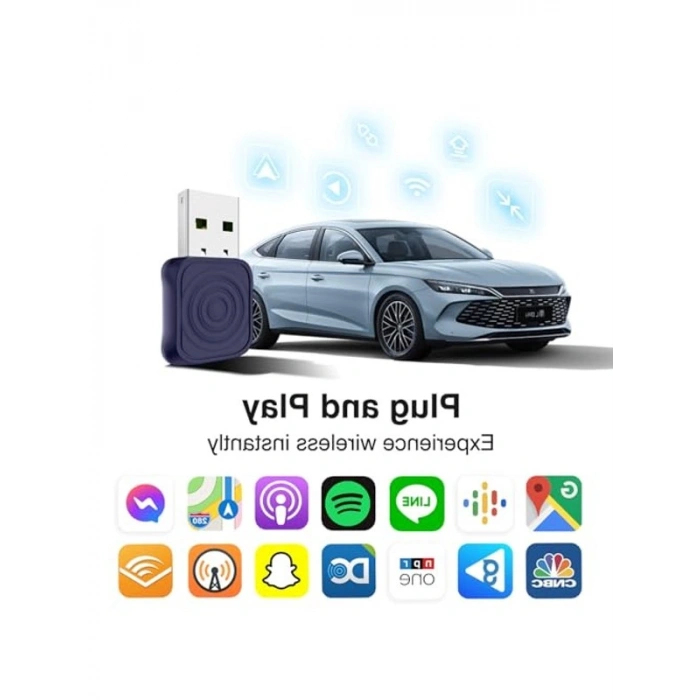 iPhone için Mini Ultra CarPlay Kablosuz Adaptör, Kablosuz Android Otomatik Adaptör, Kablolu Kablosuz CarPlay ve Android Auto, Tak ve Çalıştır Kurulumu, 2016+ Otomobillerle Uyumlu