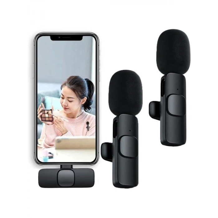 Iphone Ve Type C Uyumlu Ikili Kablosuz Yaka Mikrofonu K9 Lightnıng Youtube Facebook