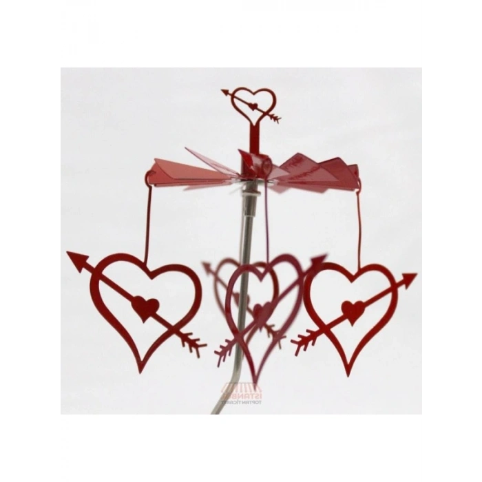 Isı İle Dönen Kalp Mumluk Seti - Kırmızı