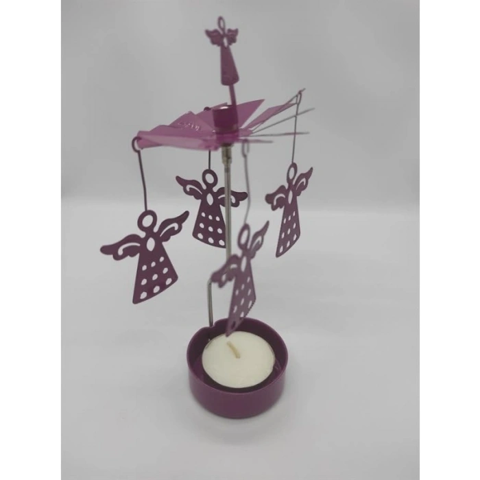 Isı İle Dönen Mor Melek Mumluk Seti
