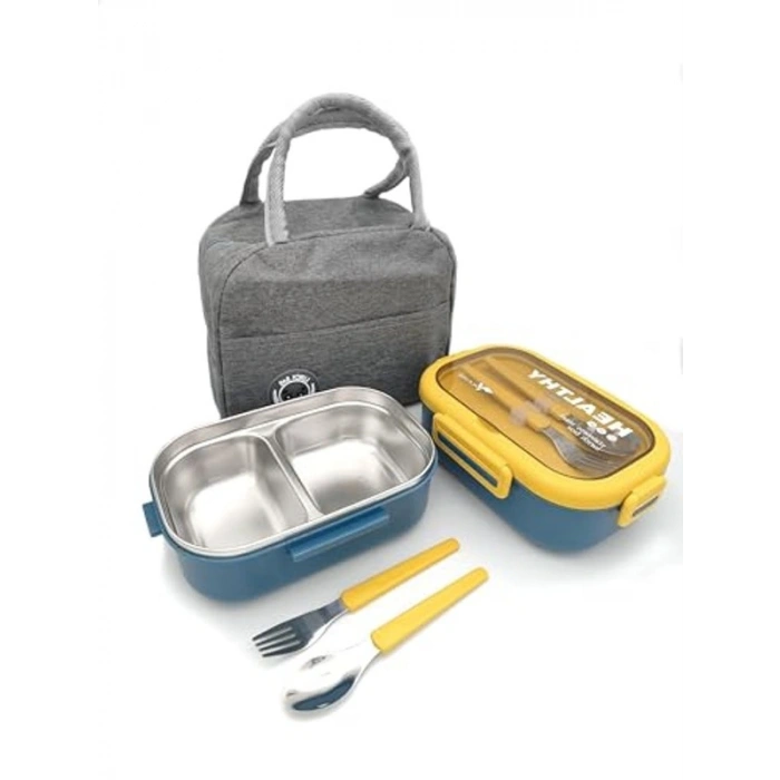Isı Yalıtımlı Termal Çantalı Çelik Lunch Box, Çok Bölmeli