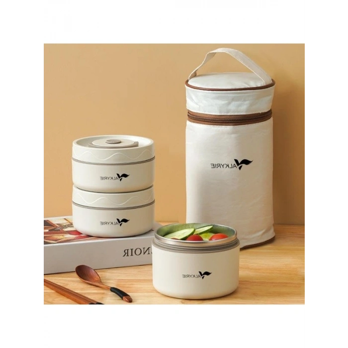 Isı Yalıtımlı Yemek Kabı Seti, 304 Çelik, 2 x 420ml + 550ml