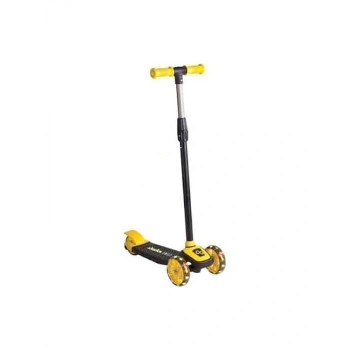 Işıklı 3 tekerlekli scooter, sarı renkte eğlenceli oyuncak