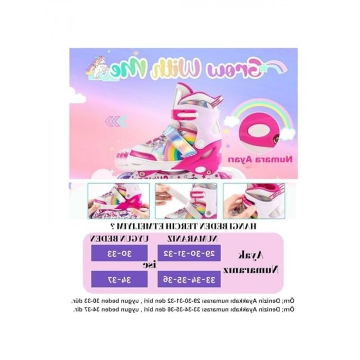 Işıklı Gökkuşağı Paten, Taşıma Çantası ile 3 in 1 Tasarım