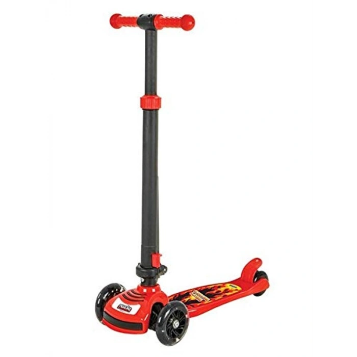 Işıklı Kırmızı 3 Tekerlekli Katlanabilir Scooter ile Eğlenceli Araç Deneyimi
