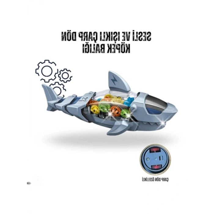 Işıklı Sesli Müzikli Hareketli Oyuncak Araba - Köpek Balığı Temalı