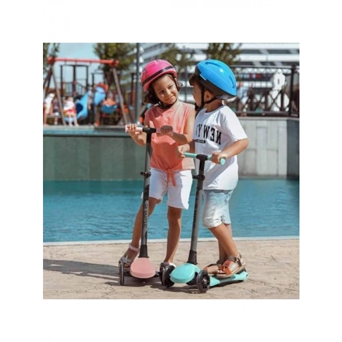 Işıklı ve Katlanabilir 3 Tekerlekli Scooter, Pembe Renk Seçeneği