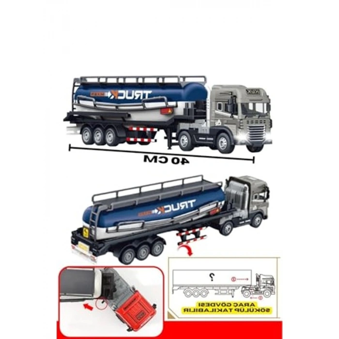 Işıklı ve Sesli Oyuncak Tanker Tırı, 1:24 Ölçek Diecast Model