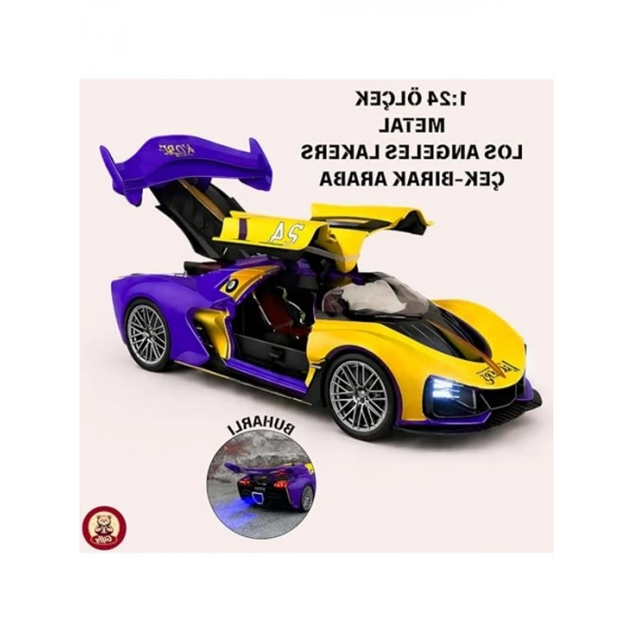 Işıklı ve Sesli Spor Araba Modeli, 1:24 Ölçek, Mor Renk