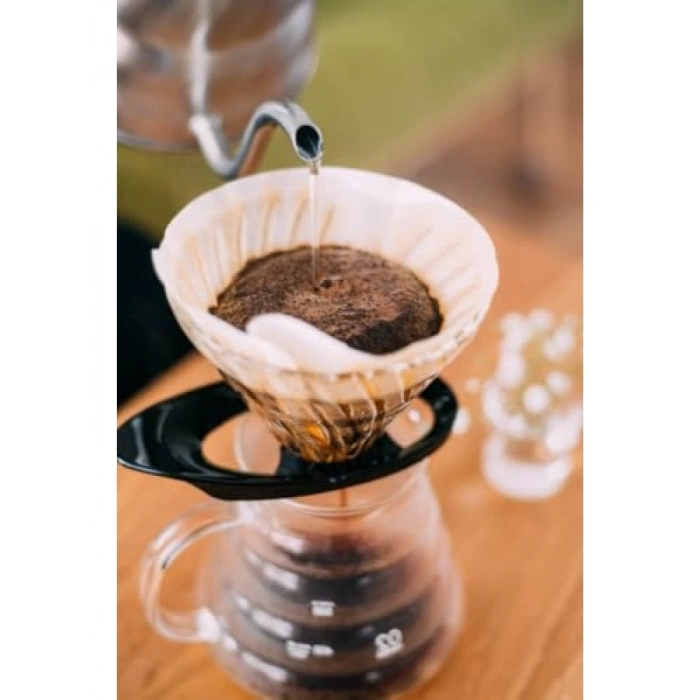 Isıya Dayanıklı Cam V60 Dripper - Siyah