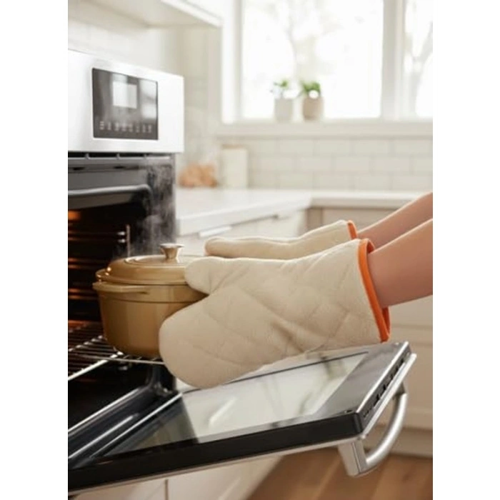 Isıya Dayanıklı Uzun Mutfak Eldiveni Seti: 2li Termo Fırın Koruma