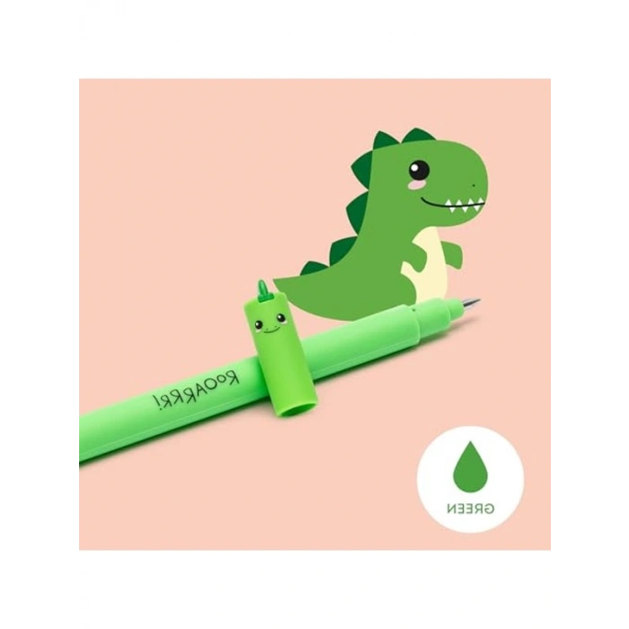 Isıya Duyarlı Yeşil Mürekkep ile Silinebilir Jel Kalem, Dino Temalı