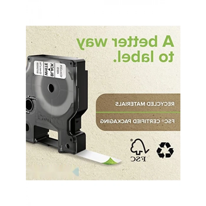 Isıyla Küçülen Etiket Şeridi, 6mm x 1.5m, Beyaz/Siyah