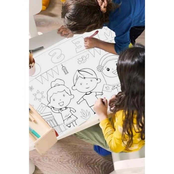 İslami Temalı Dev Boyama Kağıdı Rulosu - Mescid-i Aksa ve Kâbe Desenli