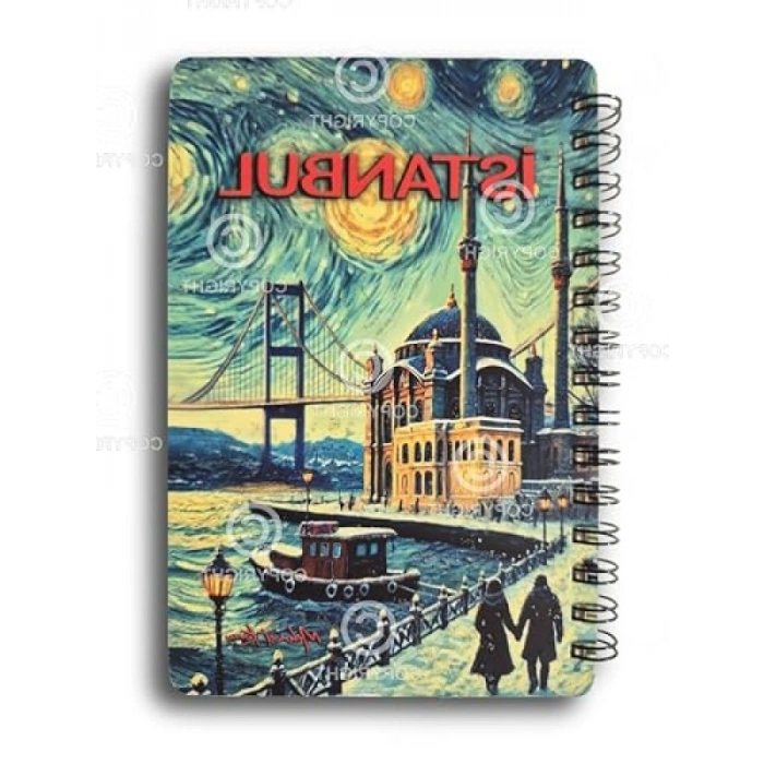 İstanbul Temalı Simli Defter, A5 Boyutunda